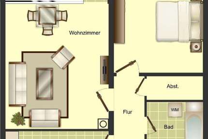 Wohnung Düsseldorf Garath - 2.5 Zimmer, 54 m&sup2;, 599&euro; | Angebot:27485662