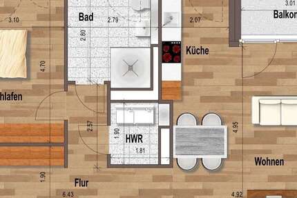 Wohnung Mönchengladbach Westend - 2 Zimmer, 71 m&sup2;, 982&euro; | Angebot:27426356