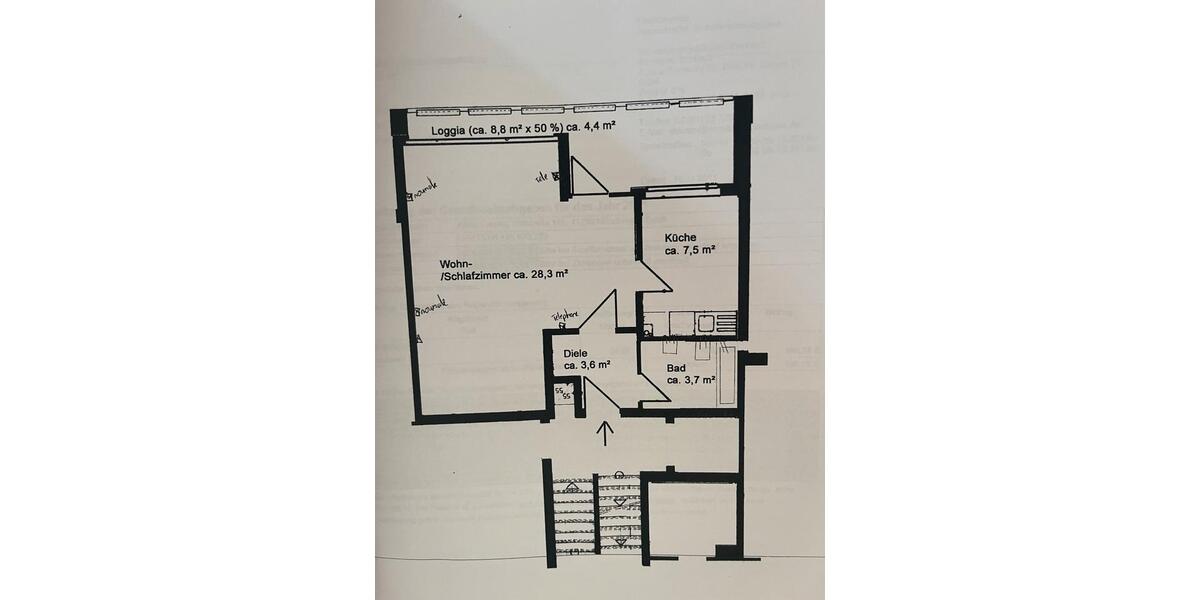 Etagenwohnung Mönchengladbach Süd - 1 Zimmer, 49 m&sup2;, 119.000&euro; | Angebot:27258771