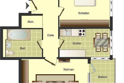 Wohnung Düsseldorf Stadtbezirk 10 - 2 Zimmer, 55 m&sup2;, 302&euro; | Angebot:27485701