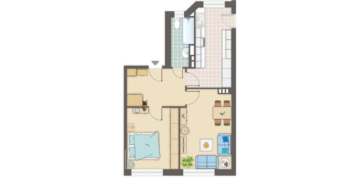 Etagenwohnung Düsseldorf Stadtbezirk 3 - 2 Zimmer, 58 m&sup2;, 349.000&euro; | Angebot:27337280