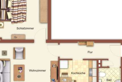 Wohnung Mönchengladbach Hardt-Mitte - 2 Zimmer, 47 m&sup2;, 519&euro; | Angebot:27485624